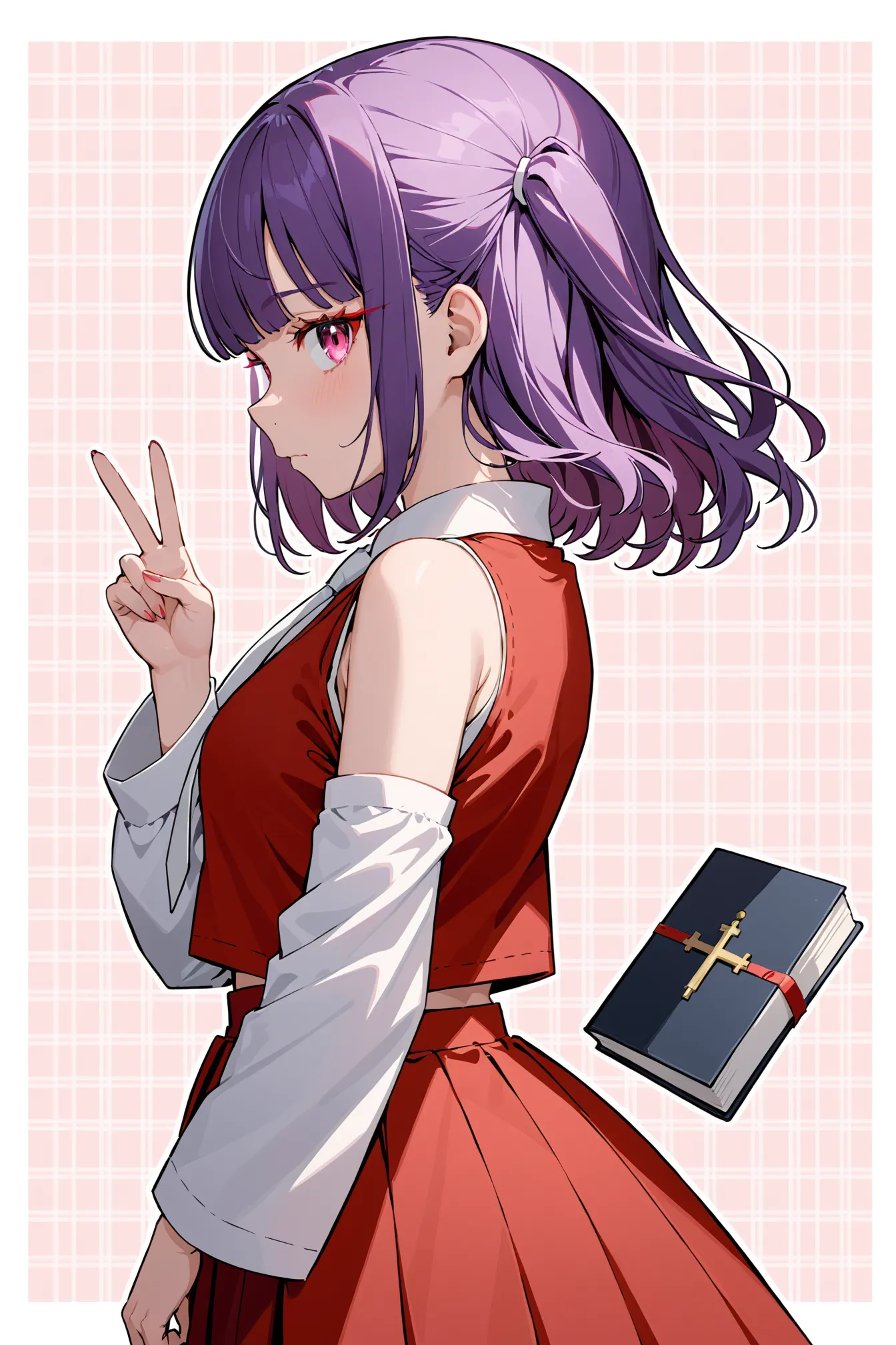 02119-3694953235-1girl, solo, masterpiece, best quality, blunt bangs, book, closed mouth, colored eyelashes, cross, cropped shir.webp